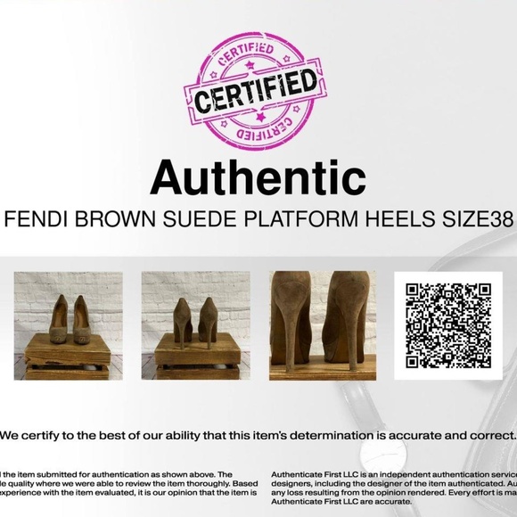 Fendi Authentic Brown Suede Platform Heels Sz 38 - Picture 12 of 12
